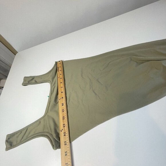 Meshki Jhene Tank Midaxi Dress Moss Green M Lined Square Neck Stretch Sleeveless - Picture 6 of 8
